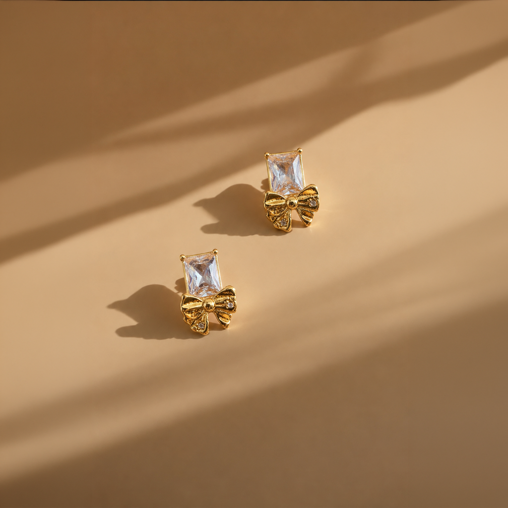 Celeste Bow Crystal Stud Earrings