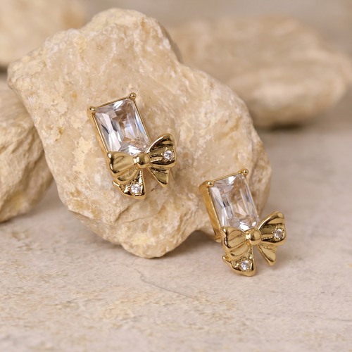 Celeste Bow Crystal Stud Earrings