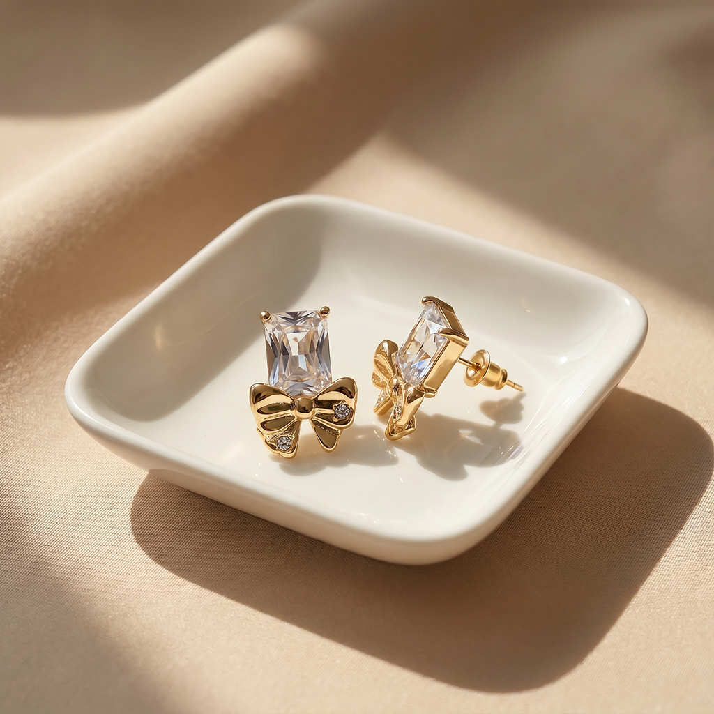 Celeste Bow Crystal Stud Earrings