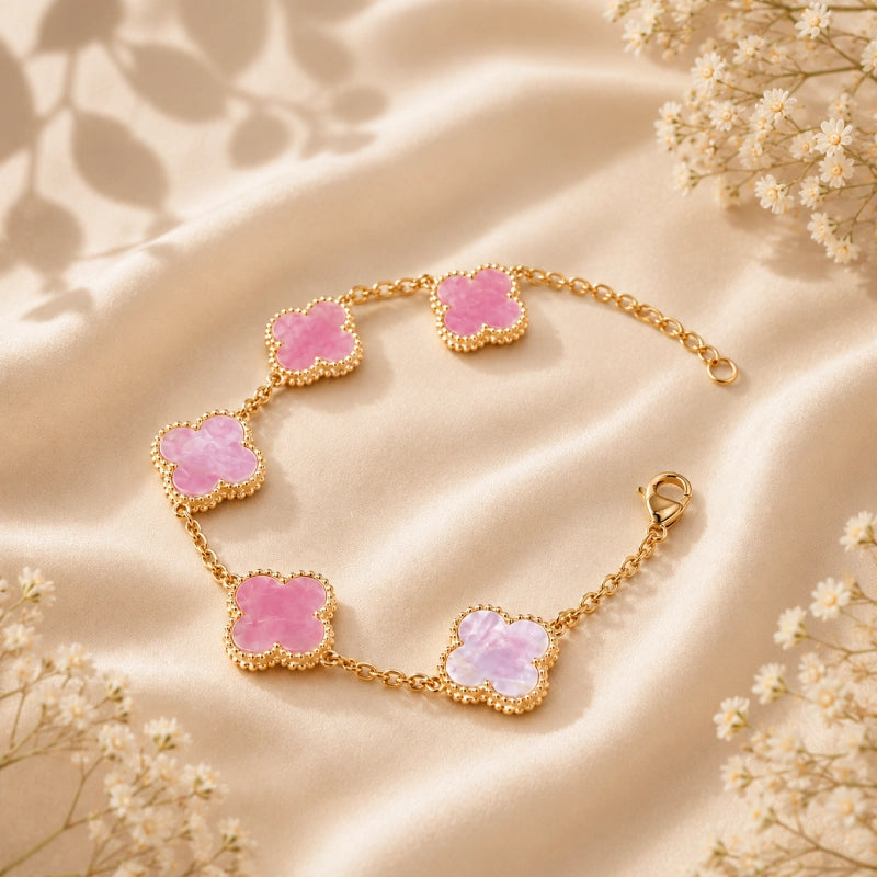Aurelia Pink Clover Chain Bracelet