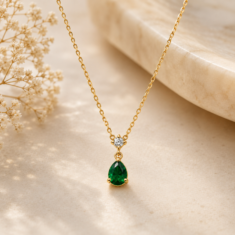 Emerald Drop Elegance Necklace