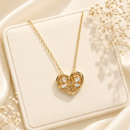Crystal Bloom Heart Necklace