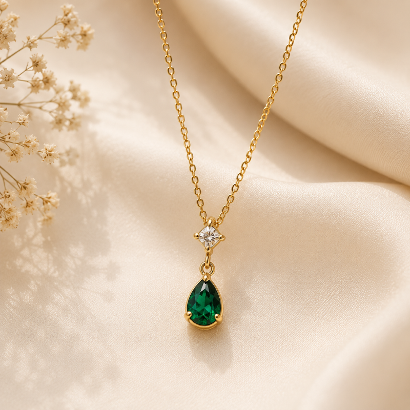 Emerald Drop Elegance Necklace