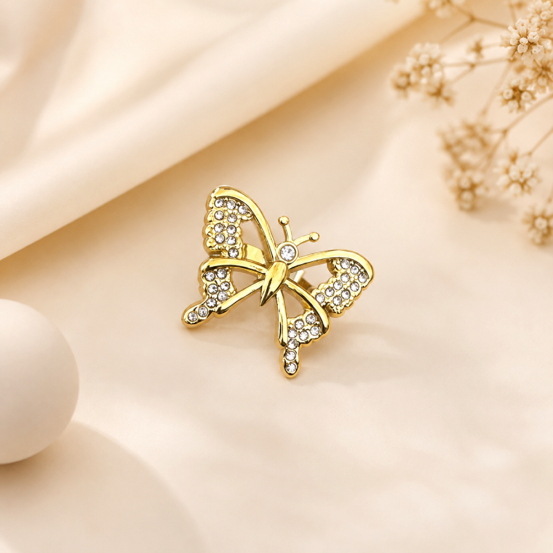 Crystal Butterfly Adjustable Ring