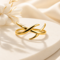 Golden Crossed Band Ring