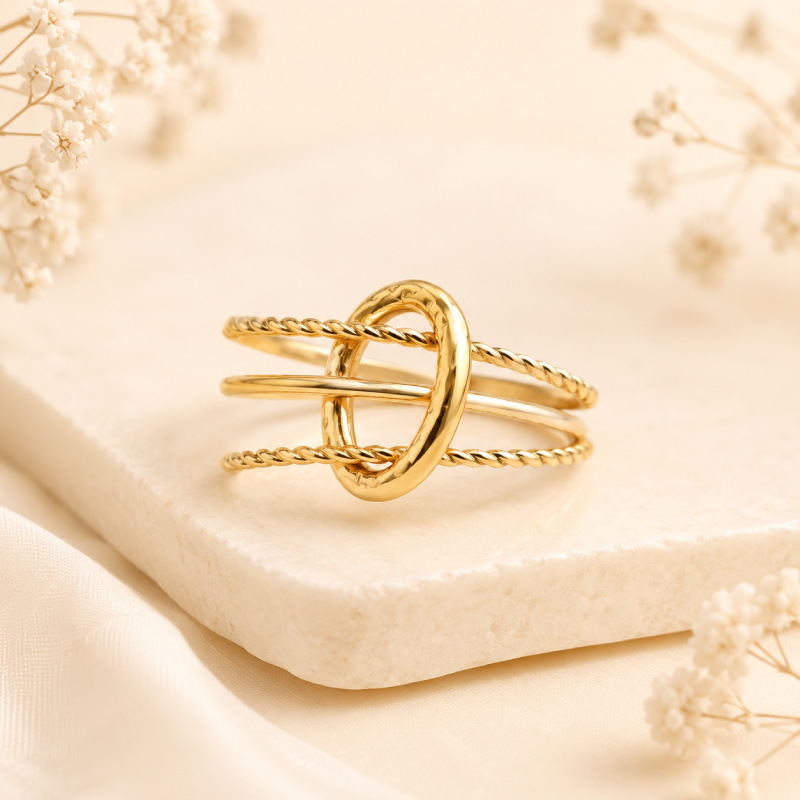 Golden Interlock Ring